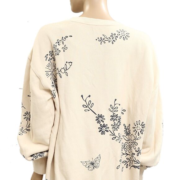 Free People Jo Pullover Sweatshirt Top Floral Graphic Print Long Sleeve L 283684 - Picture 8 of 8